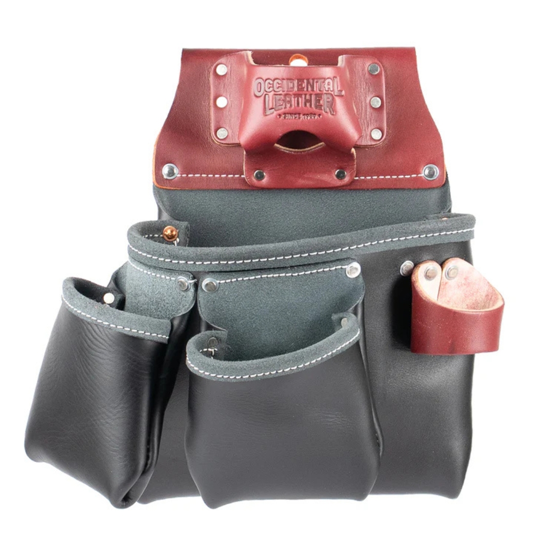 Occidental Leather B5018DB 3-Pouch PRO TOOL Bag with Tape Holder- Black Leather