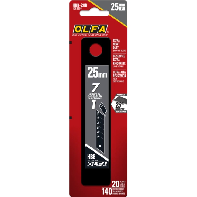 Olfa HBB-20B 25mm Black Ultra-Sharp Snap-Off Blade 20-Pack