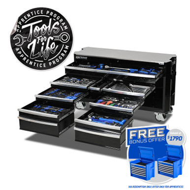 Kincrome Contour Trolley Tool Kit 454 Piece 12 Drawer 60” Black - P1825B