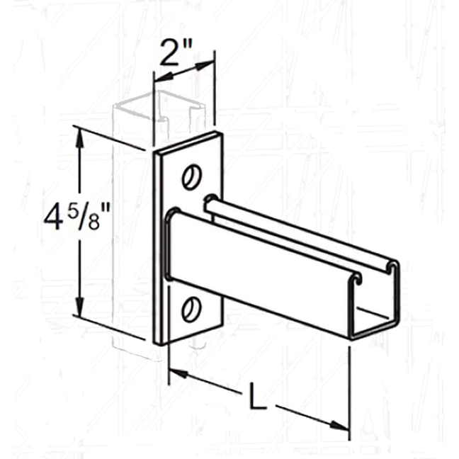 PeakSource S1982 Single Strut Bracket 1-5/8″ x 1-5/8″ x 18″