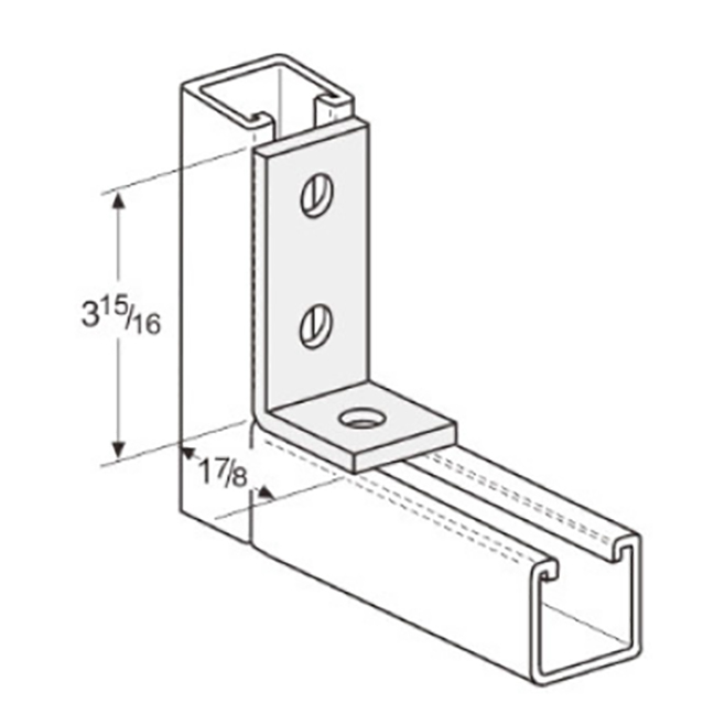 PeakSource S3108 3-Hole Corner Angle 304 SS 1-7/8″ x 3-15/16″