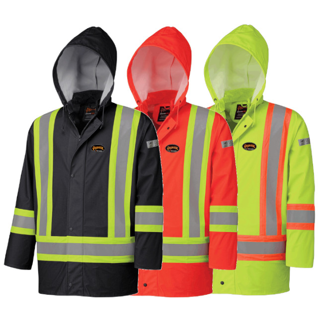 Pioneer Hi-Viz Flame Resistant Stretch Waterproof Safety Rain Jacket