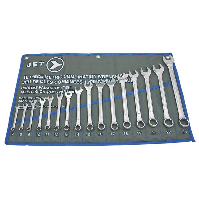 Jet 700173 CWS-16M Metric Raised Panel Combination Wrench Set 16-Piece