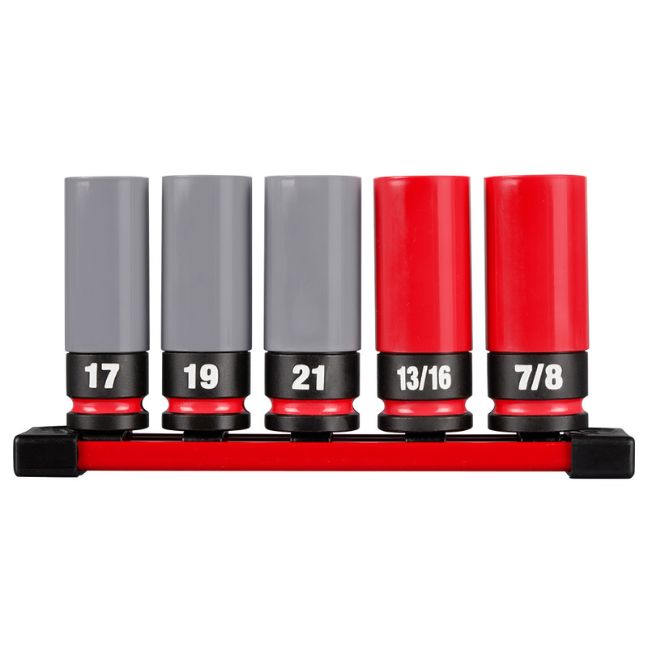 Milwaukee 49-66-7831 SHOCKWAVE IMPACT DUTY 1/2″ Drive SAE and Metric Lug Nut Wheel Socket Set 5-Piece