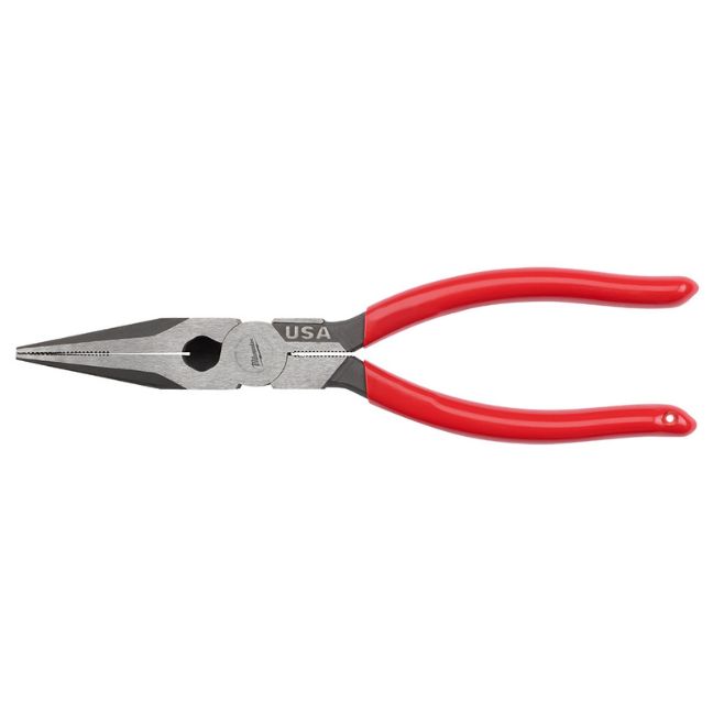Milwaukee MT505 USA Made 8″ Long Nosed Dipped Grip Pliers