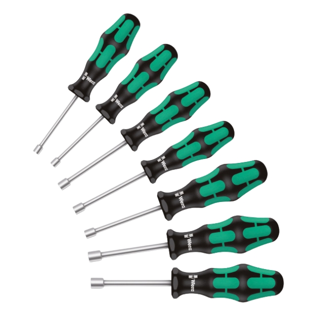 Wera 029510 Kraftform Plus 395 HO/7 SM Metric Hollow Shaft Nutdriver Set 7-Piece