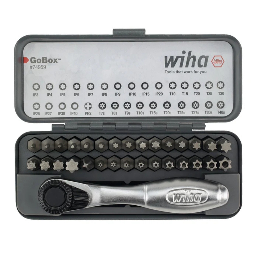 Wiha 74959 GOBOX Master Torx Bit Set with Mini Ratchet 32-Piece