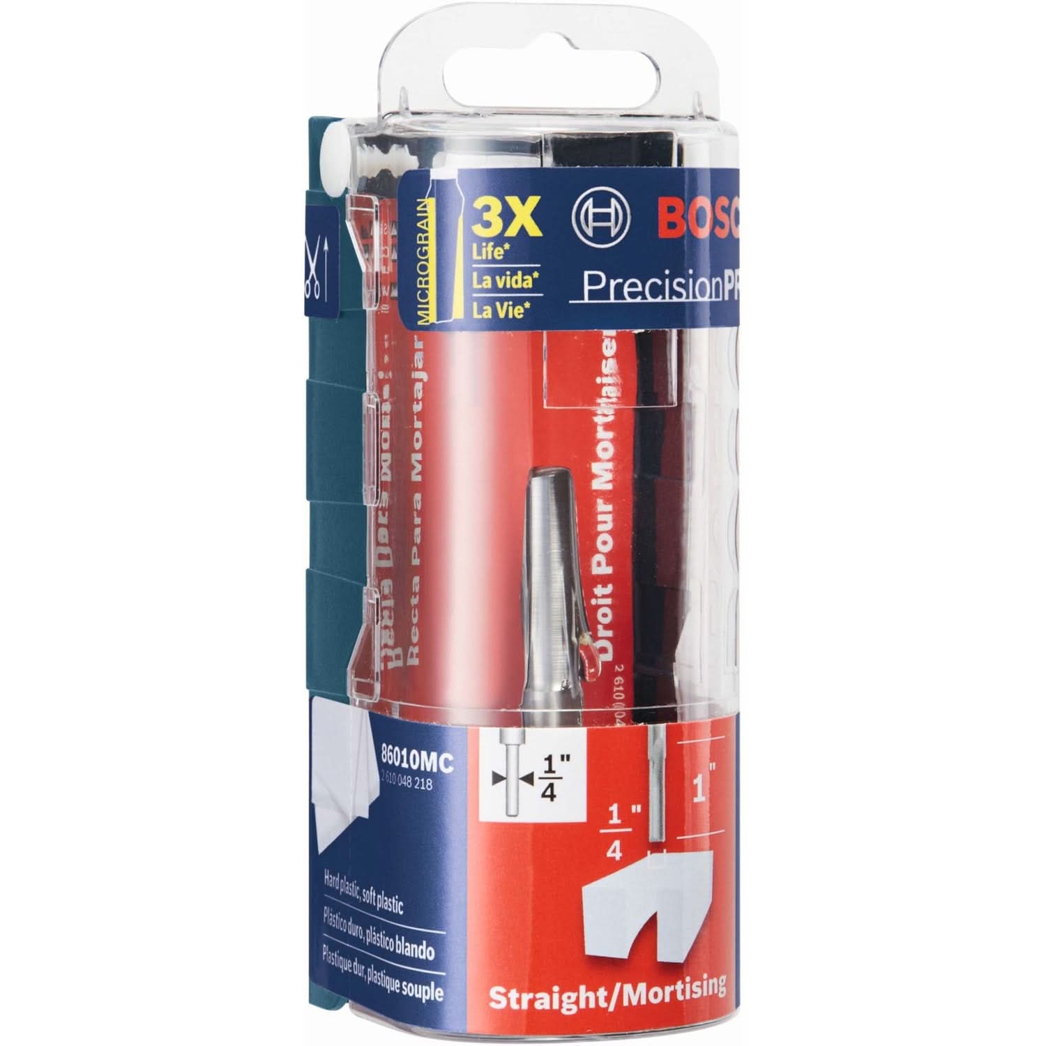 Bosch 86010MC 1/4" x 1" Solid Carbide Double-Flute O-Flute Router Bit