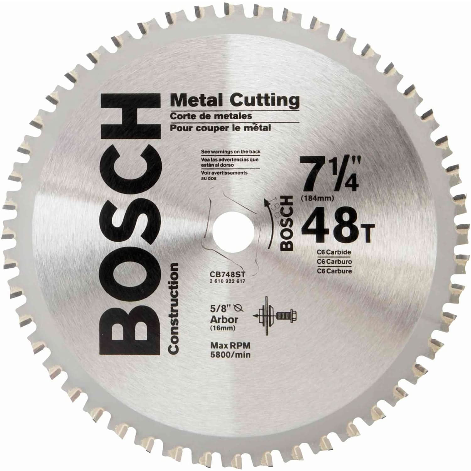 Bosch CB748ST 7-1/4-Inch 48 Tooth Ferrous Metal Cutting Circular Saw Blade