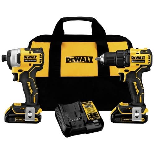 Dewalt DCK278C2 Atomic 20V MAX Brushless Compact Drill/Impact 1.3Ah Combo Kit