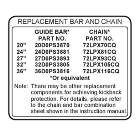X524004970 - LABEL BAR & CHAIN - ECHO Genuine OEM Part