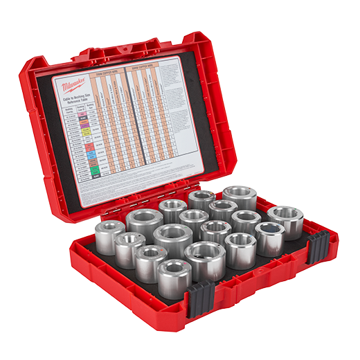 Milwaukee Cable Stripping Bushing Kitfrom 1/0 AWG to 750 MCM Copper THHN/XHHW Cable, 17 Pieces, Model 49-16-BKITS*