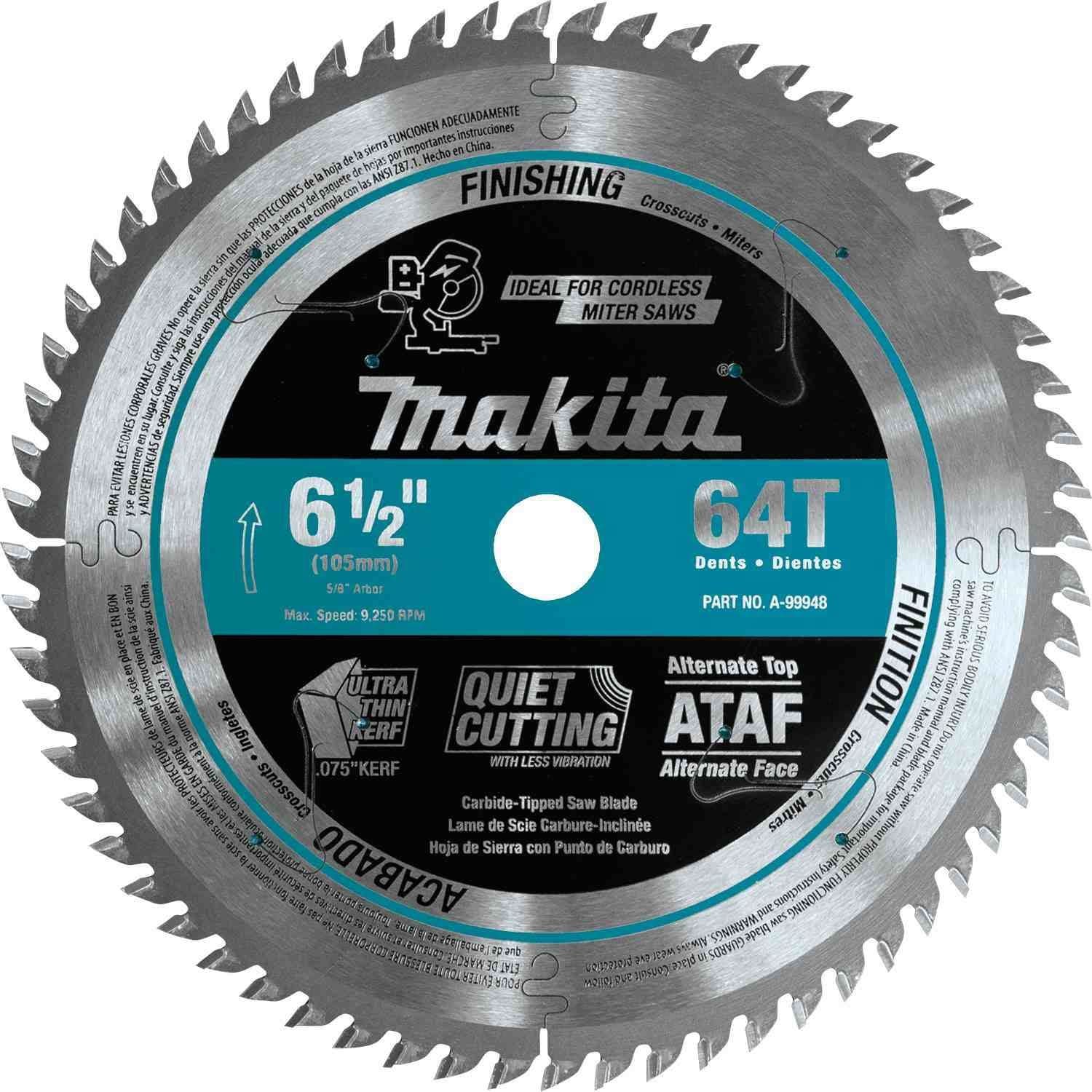 Makita A-99948 6-1/2" 64T Carbide-Tipped Ultra-Thin Kerf Saw Blade