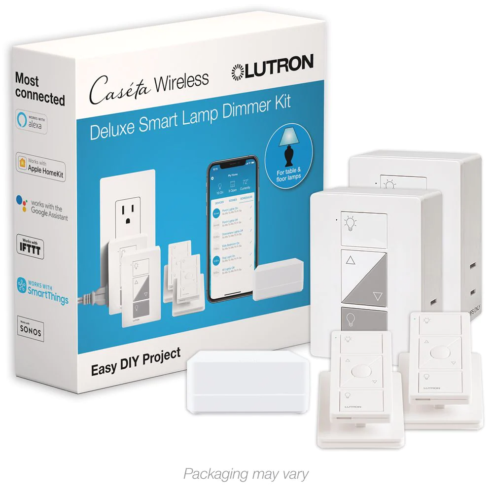 Lutron Caseta Lamp Dimming Smart Plug Kit, Model P-BDG-PKG2P-C*