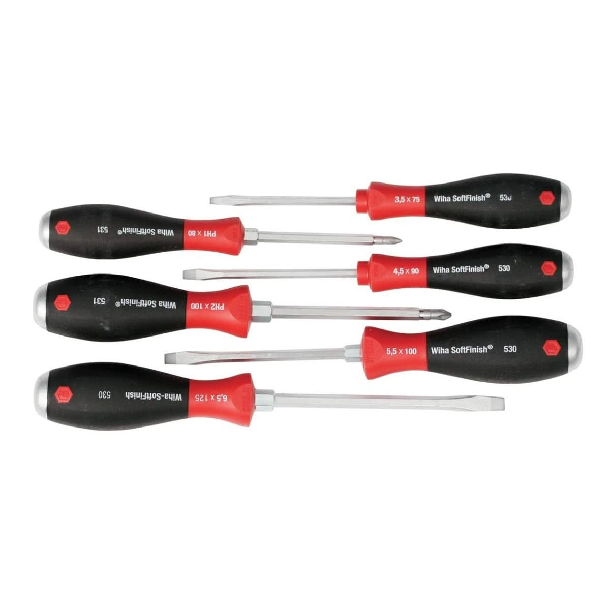 Wiha 53096 SoftFinish Extra Heavy Duty Slotted/Phillips 6 Piece Set